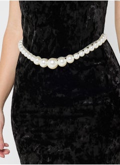 Buy Pearl Detail Chain Waist Belt in UAE