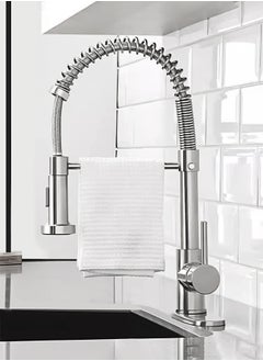 Buy Kitchen Faucet Deck Mounted Mixer Tap 360 Degree Rotation Stream Sprayer Nozzle Kitchen Sink Hot Cold Taps,Sliver in Saudi Arabia