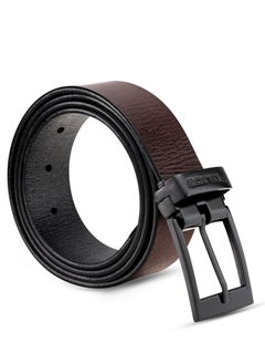 اشتري Police Reversible Black Brown Genuine Leather Men's Formal Belt with Stainless Steel Buckle - Waist Size-38-42" - XL في الامارات