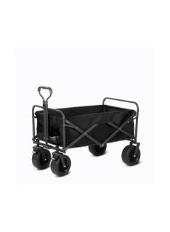 Buy Outdoor Utility Wagon Foldable for Camping Heavy Duty Folding Cart Wagon with 8'' Widened All-Terrain Wheels Utility Grocery Wagon Picnic Trailer with Push Handle and Brakes (Large 150L，Black) in UAE