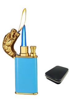 Buy Refillable Magic Windproof Dual Arc Double Flame Lighter Tiger Blue Body (Without Gas) in UAE