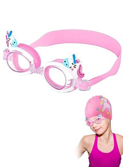 Buy Kids Cartoon Unicorn Anti Fog Swimming Goggles, PC Lens Soft Silicagel Adjustable Straps Swim Goggles, Flexible Nose Bridge Design UV Wave Goggles(Pink+White) in Saudi Arabia