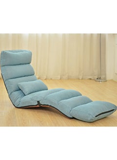 Buy Lazy Floor Chair with Back Support Backrest and Headrest Adjustable Lounge Chair Blue in UAE