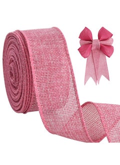 Buy Burlap Wired Ribbon, 1-1/2 Inch Faux Burlap Ribbons, Pink Burlap Ribbon For Christmas, Home Decor, Gift Wrapping, Tree Topper Bow, Wreath, Outdoor Decoration, Diy Crafts (10 Yards） in Saudi Arabia