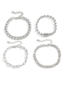 Buy Stainless Steel Cuban Chain Set, Bracelet for Men Women Curb Width Silver Rope Figaro Cuban Chain Bracelets Set 7.5/8/8.5inch Men Jewelry, Gifts for Dad Husband in UAE