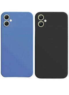 Buy Samsung Galaxy A05 2-Pack Matte Silicone Case Cover - Slim, Colorful, Good Grip (Black, Blue) in UAE