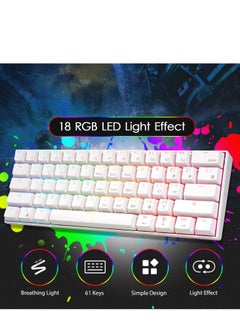 اشتري 61Key RGB Wired Wireless Mechanical Gaming Keyboard  Bluetooth Mechanical Keyboard Compatible WithMultiple Device Connections Blue Switch White في السعودية