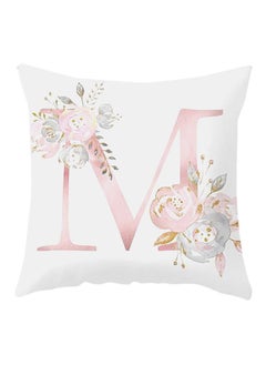 Buy Floral English Alphabet Printed Pillow Case Pink/White 18x8x18centimeter in UAE