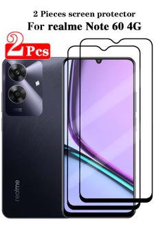 Buy 2 Pieces Full Cover Glass Screen Protector For realme Note 60 4G Black/Clear and Screen Protector Accessorie in Saudi Arabia