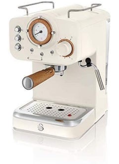 اشتري Swan SK22110WHTN Nordic Espresso Coffee Machine with Milk Frother, Steam Pressure Control, 1.2L Detachable Water Tank, 1100W, Nordic Cotton White في الامارات