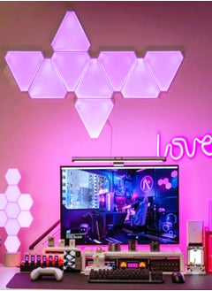 اشتري لوحة إضاءة LED مثلثة، لوحة إضاءة حائط LED ذكية، مصباح ألعاب RGB مع جهاز تحكم عن بعد، إضاءة إبداعية لتزيين المنزل يتم التحكم فيها عن طريق التطبيق 6 قطع في السعودية