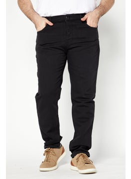 Buy Men Regular Fit Solid Stretchable Chino Pants, Black in UAE