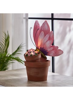 Buy Astrail Polyresin Butterfly on Flower Pot Showpiece with Solar Light 26 x 37 x 18 cm in UAE