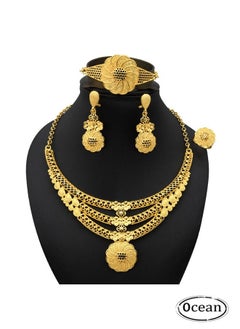 اشتري 24K Gold Women Fashion Wedding Prom Jewelry Set في الامارات