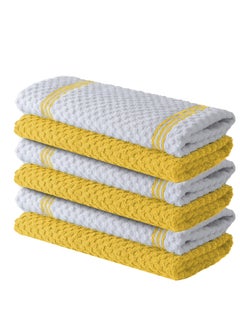 Buy Premium Kitchen Towels – Pack of 6, 100% Cotton 40cm x 70cm Absorbent Dish Towels - 425 GSM Tea Towel, Terry Kitchen Dishcloth Towels- Yellow Dish Cloth for Household Cleaning by Infinitee Xclusives in UAE