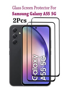 Buy 2PCS Tempered Glass for Samsung A55 5G Screen Protector [Bubble Free][Anti-Scratch][9H Hardness][Fingerprint Free][HD Clear Film] Samsung A55 5G Screen Protector in Saudi Arabia