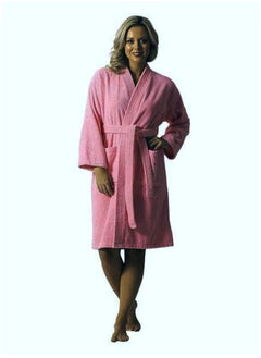 Buy Pink Colour Terry Pattern Unisex Dressing   Bathrobe XXXL Size Hotel And Spa in UAE