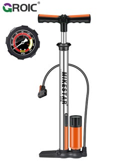 اشتري Bike Pump with Pressure Gauge, Bicycle Air Pump for All Valves, 11 Bar/160 Psi Bike Floor Pump, Bike Tire Pump for e-Bikes, Mountain Bikes, Ball, Bicycle Pump for Presta and Schrader Valve في الامارات