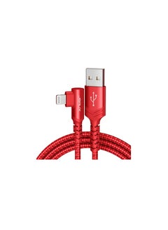 اشتري Jsaux MFi USB-A إلى كابل لايتنينج 90 درجة نايلون بزاوية قائمة CL0145 1.2 متر أحمر في مصر