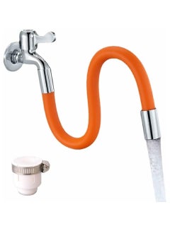 اشتري Faucet Extension Tubes Flexible for Kitchen Sink 360 Degrees Flexible Leader Hose 720 Degree Fixation in any Position Aerator Extension Device Sink Faucet Sprayer with 1 Universal adapter (50cm) في السعودية