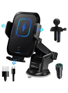 اشتري Wireless Car Charger Mount,Auto Sense 15W Fast Charging Auto Clamping, Car Phone Holder Mount Wireless Charging, Air Vent Dashboard Windshield for iPhone 14 13 12 11 Pro Max, Samsung S23 S22 في السعودية