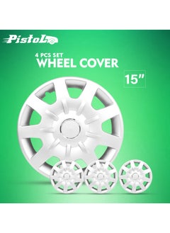 اشتري 15 بوصة غطاء عجلة السيارة 15 بوصة Hubcaps 4 قطعة مجموعة إطارات السيارات غطاء عجلة المحور ABS المواد غطاء العجلة في السعودية