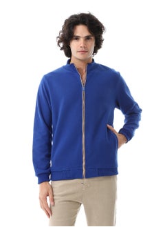 Buy Slash Pockets Plain Zipped Sweatshirt_ Royal Blue in Egypt