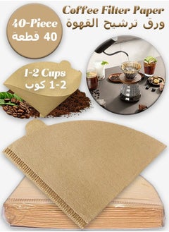 Buy 40-Piece Coffee Filter Paper - V-shaped Coffee Filter - Pour Over Coffee - For V60 Dripper - Suitable for 1-2 Cups in UAE