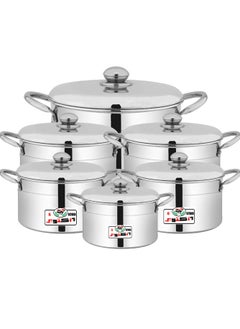 Buy Aluminum Pots Set Consisting of 6 Pots With Two Handles 6 October Brand Egyptian Industry, Size 1.5L /2L /2.5 L / 3L / 4.5L / 5.5L in Saudi Arabia