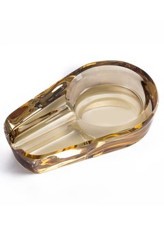 Buy Ashtray Large Slot Single Crystal Glass for Outdoors Indoors Patio Outside(Gold) in UAE