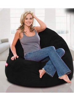 Buy COMFY VELVET SOFT BEAN BAG WITH VIRGIN BEANS FILLING BLACK in UAE