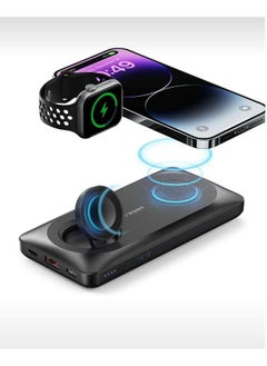 Buy Dual Wireless PD Fast Power Bank 10000mAh PD22.5W+MagSafe for iPhone/ iWatch/Ear Pods Black in UAE