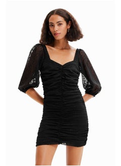 Buy Short ruched dress with polka dots in Egypt