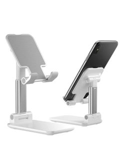 اشتري TyCom Cell Phone Stand, Adjustable phone holder for Desk, Foldable Desktop Tablet Stand Holder, Double Adjustable Mobile stand Phone Tablet Holder (White) في الامارات