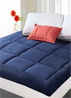 Buy Mattress Topper Cotton Box Stiched With 4 Corner Elastic 10cm Thick 180x200cm in UAE