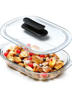 Buy 3 Liter Glass Casserole Dish With Glass Lid, Easy Grip Handle, Oval Oven Safe Glass Bakeware with Lid (3 Liters-Oval) in UAE