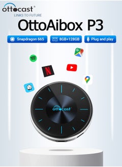 Buy OTTOCAST P3 CarPlay AI Box - 2024 Android 12.0 CarPlay Video Adapter Wireless CarPlay Android Auto Dongle Support HDMI Output, Youtube Netflix Disney+ Tiktok Streaming Videos to OEM Wired CarPlay Cars in Saudi Arabia