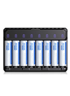 Buy Smart Battery Charger, 8 Cells Pro AA AAA Battery Charger with Type-C Fast Charging, Separate Slots in UAE