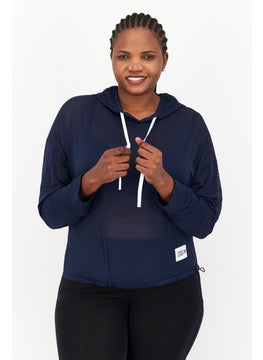 Buy Women Sportswear Fit Long Sleeve Training Hoodie, Navy in UAE