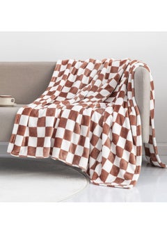 Buy Soft Throw Blanket, Reversible Checkerboard Caramel, Warm Cozy Fluffy Plush Lightweight Blanket for Couch, Sofa, Bed in Saudi Arabia