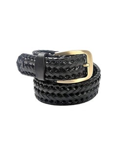 Buy VOGARD Mens Braided Genuine Leather Original Branded Belt | Woven Leather Belt for Casual Pants with Brass Buckle| Micro Adjustable in UAE