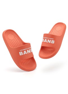 Buy Orange Unisex Kids Shower Cute Cartoon Slippers Boys Girls Non-Slip Soft Sole Open Toe Sandals Slippers For Bathroom Or Indoor Use in Saudi Arabia