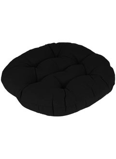 Buy Round Decorative Velvet Upholstered Chair Cushion 37X38 Cm Black in Saudi Arabia