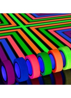 اشتري 6 Colors Neon Gaffer Cloth Tape, Fluorescent UV Blacklight Glow in The Dark Tape for UV Party (0.6 Inch x 16.5 Feet) في السعودية