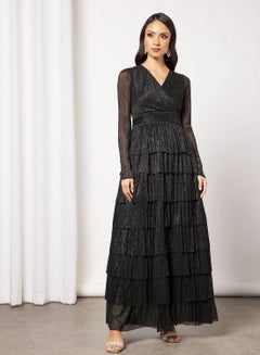 Buy Tiered Plisse Maxi Dress in UAE