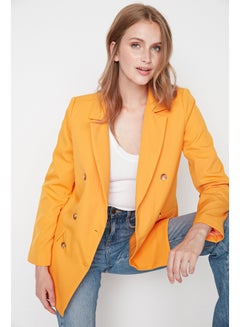 Buy Orange Regular Lined Double Breasted Blazer Jacket with Closure in Egypt