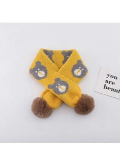 Buy Winter Kids Knit Scarf Cartoon Plush BearYellow Yellow in UAE