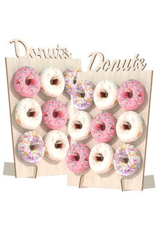 Buy Donut Wall Stand, 2PCS Wooden Doughnut Holder Display 18 Donuts, Donut Holder Board for Donut Grow Up Party, Birthday, Wedding, Baby Shower, Donut Party Decorations in Saudi Arabia