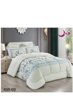 Buy Comforter Set a Royal Soft and Comfortable Bedspread 6 pieces Two Sheets Two Sides One Floral Face and one Plain face in Saudi Arabia