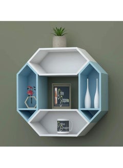 Buy Wooden Pared Hexagon Floating Wall Shelf in UAE